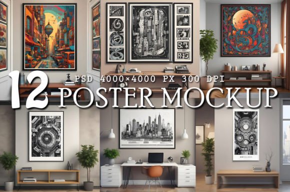 Download Poster Mockup Room Bundle Vol.3 - Poster mockup room Collection