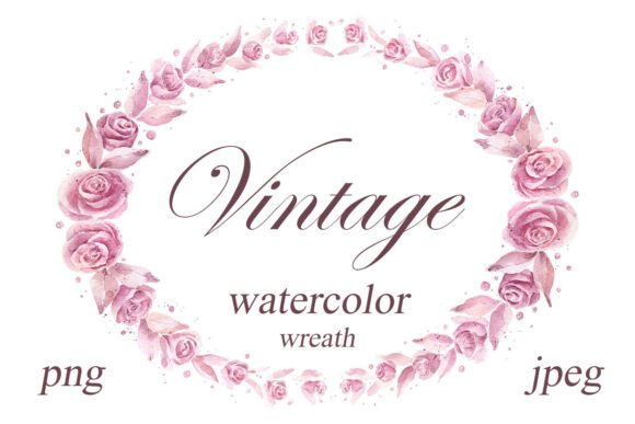 Download Vintage Floral Wreath Pink Roses Frame - Vintage floral wreath Collection