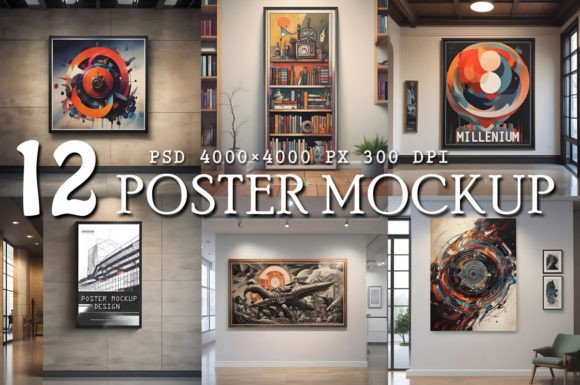 Download Poster Mockup Room Bundle Vol.1 - Poster mockup room Collection