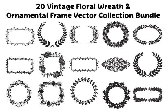 Download 20 Vintage Floral Wreath &amp; Ornamental - Vintage floral wreath Collection