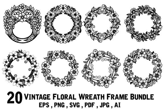 Download 20 Vintage Floral Wreath Frame Bundle - Vintage floral wreath Collection