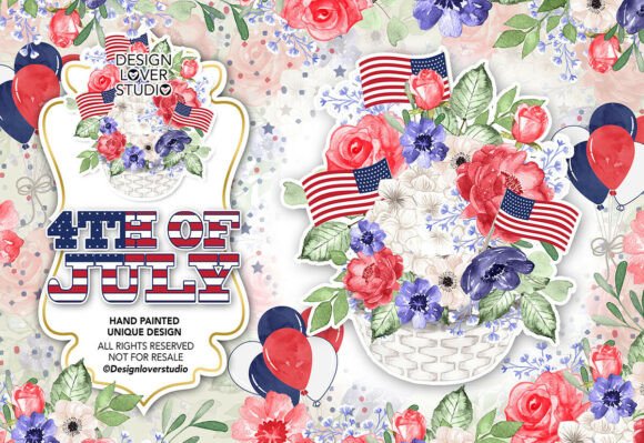 Download 4th of July Design, Watercolor Flower - Premium Resources