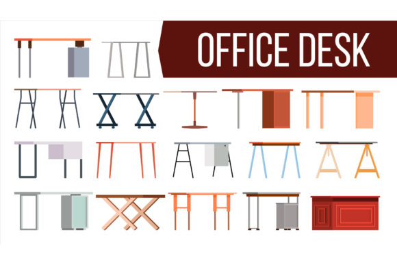 Download Office Desk Set Vector. Home Table. - Home table Collection