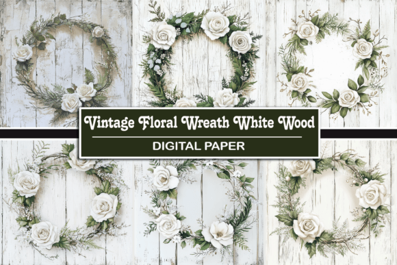 Download Vintage Floral Wreath White Wood - Premium Resources
