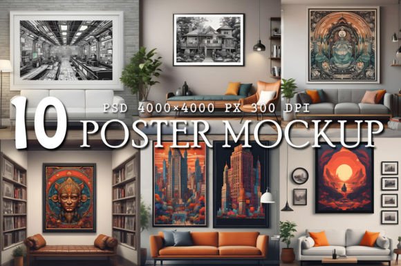Download Poster Mockup Room Bundle Vol.2 - Poster mockup room Collection